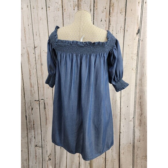 Imperial S Designer Denim Gusseted Off Shoulder Tunic Shirt Top Blouse EUC - Picture 7 of 15